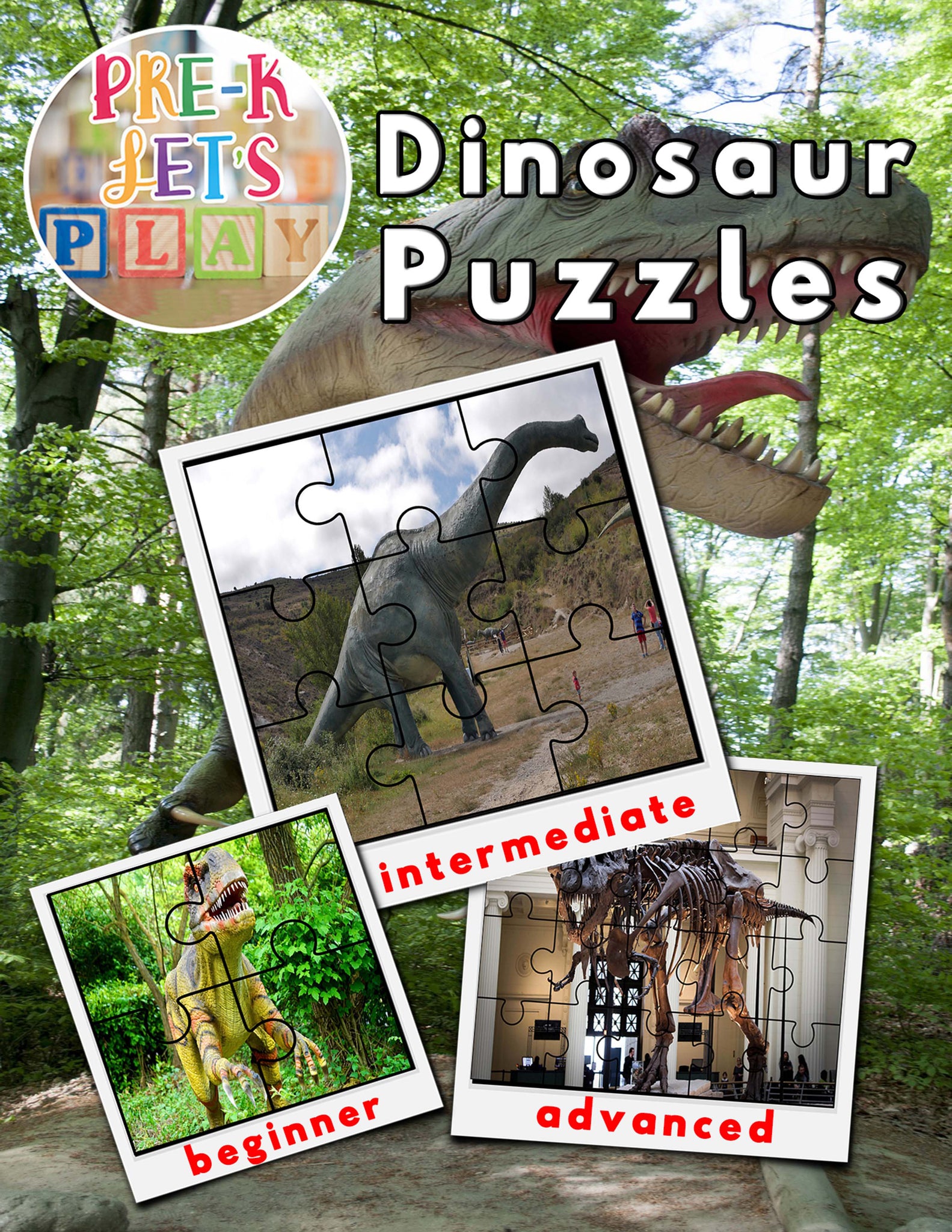 Dinosaur Preschool Puzzles Printables | Fine Motor Skills Activity Game