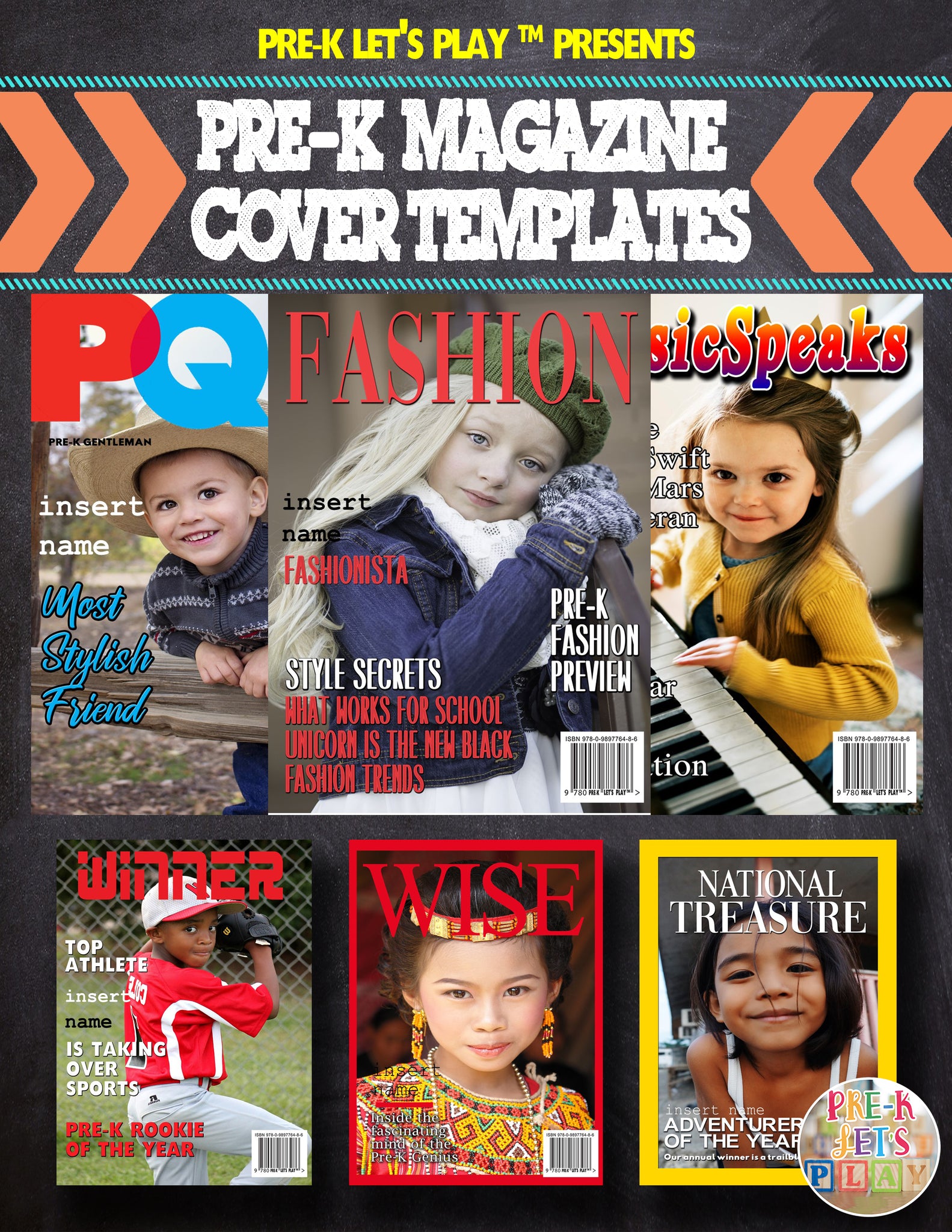 Pre-K Magazine Template Covers | Perfect Family Gift For Graduation or Holiday