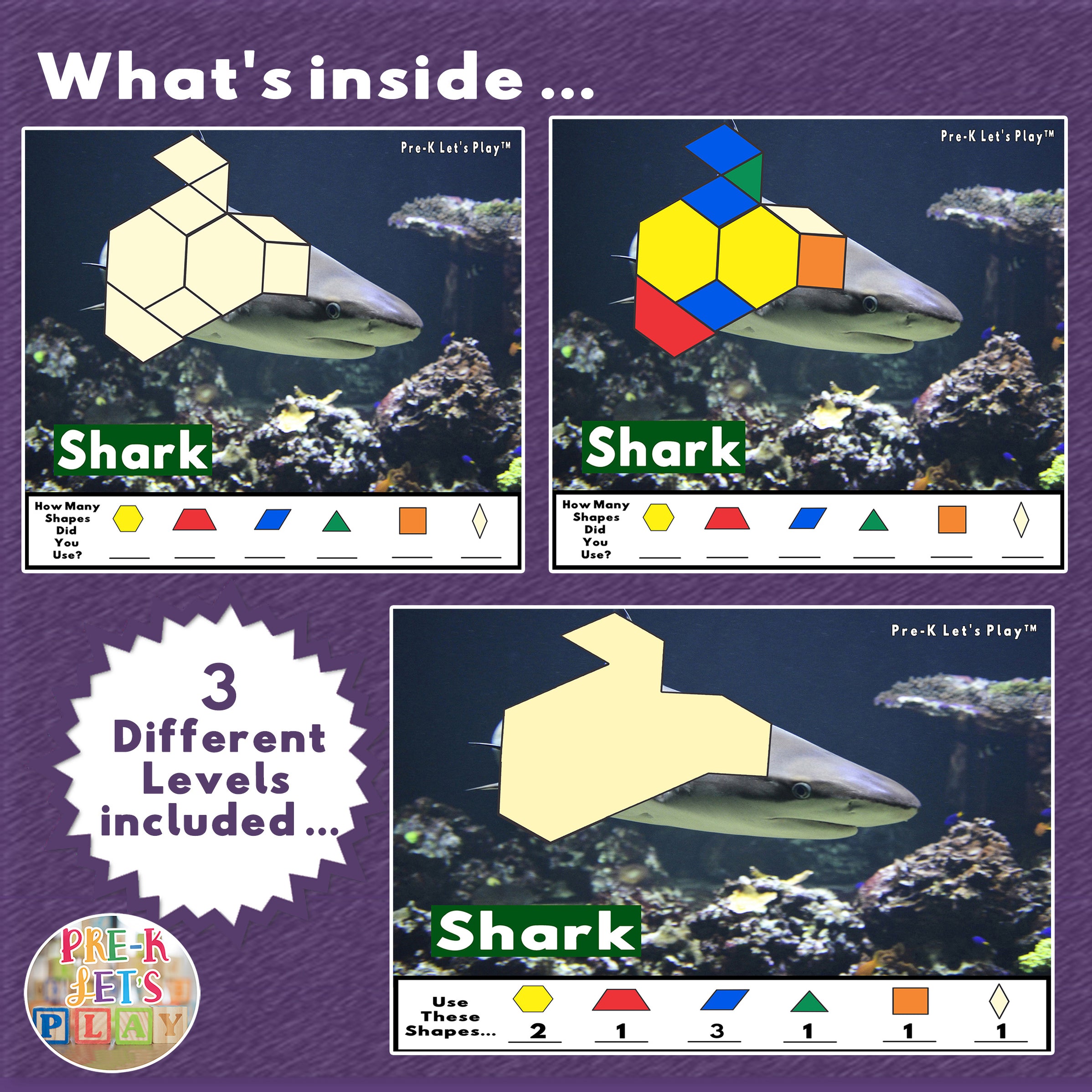 Printable Math Pattern Block Templates Bundle Part 2 | Pre-K Let's Play