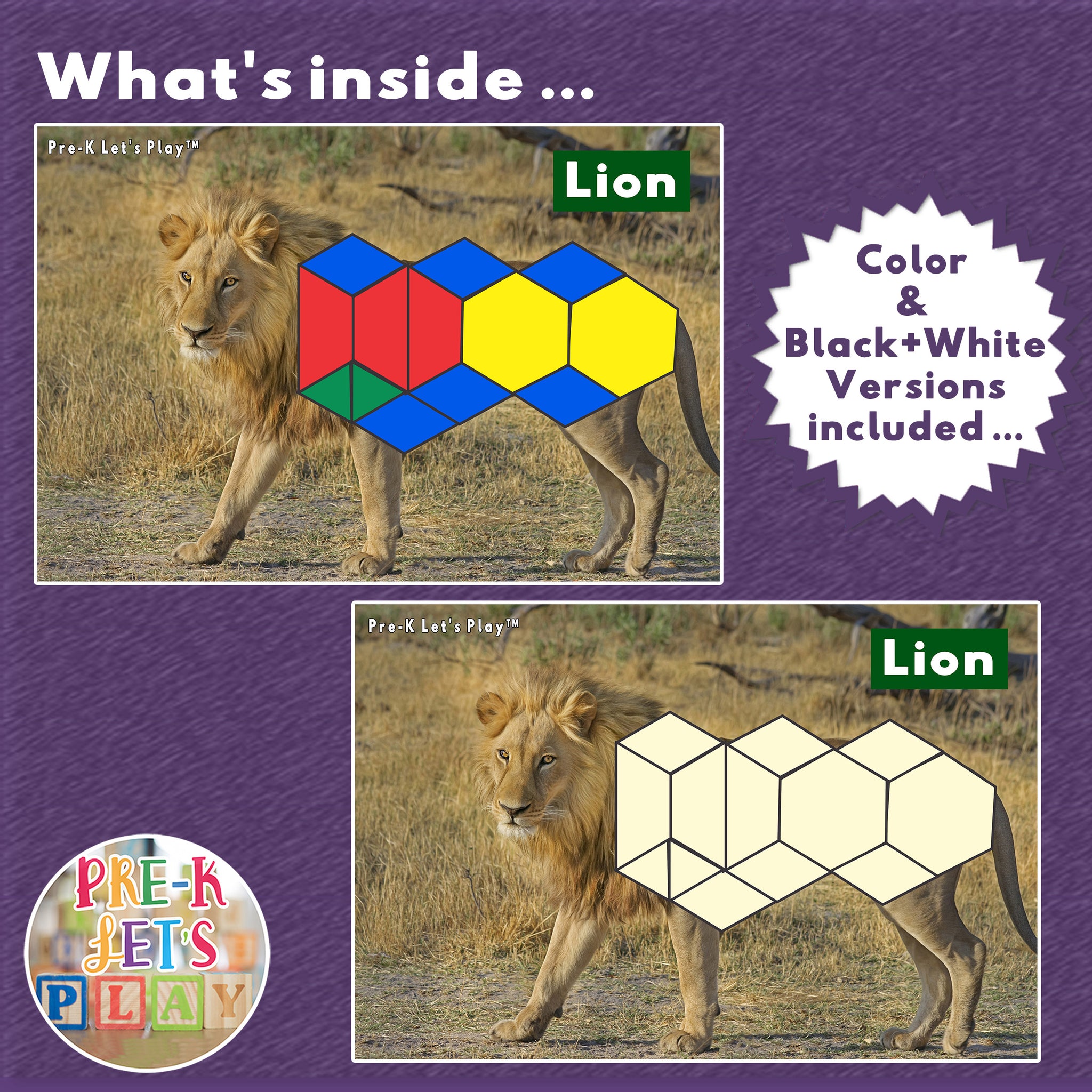 Grasslands Animals | Printable Math Pattern Block Templates | Pre-K Let ...